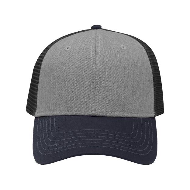 Sportsman Traditional Lo-Pro Mesh Back Trucker Fit Cap - Sportsman SP1450 Sportsman Heather Grey/ Charcoal/ Navy Adjustable