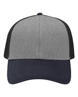 Sportsman Traditional Lo-Pro Mesh Back Trucker Fit Cap - Sportsman SP1450 Sportsman Heather Grey/ Charcoal/ Navy Adjustable