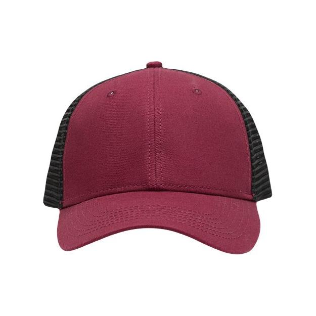 Sportsman Traditional Lo-Pro Mesh Back Trucker Fit Cap - Sportsman SP1450 Sportsman Chino Maroon/ Black Adjustable