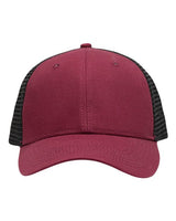 Sportsman Traditional Lo-Pro Mesh Back Trucker Fit Cap - Sportsman SP1450 Sportsman Chino Maroon/ Black Adjustable