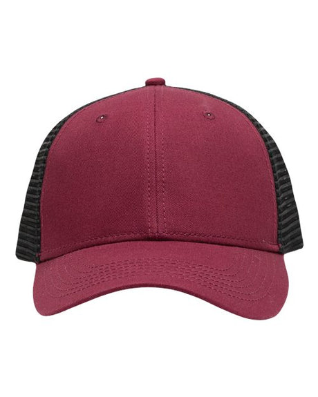 Sportsman Traditional Lo-Pro Mesh Back Trucker Fit Cap - Sportsman SP1450 Sportsman Chino Maroon/ Black Adjustable