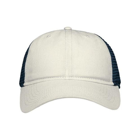 Sportsman Traditional Lo-Pro Mesh Back Trucker Fit Cap - Sportsman SP1450 Sportsman Chino Stone/ Navy Adjustable