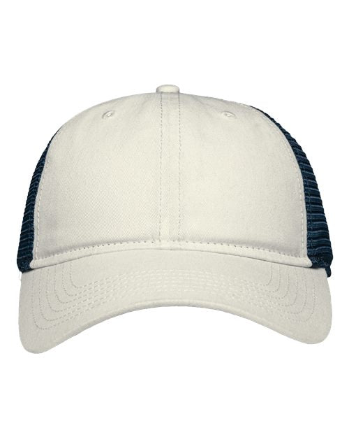 Sportsman Traditional Lo-Pro Mesh Back Trucker Fit Cap - Sportsman SP1450 Sportsman Chino Stone/ Navy Adjustable