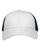 Sportsman Traditional Lo-Pro Mesh Back Trucker Fit Cap - Sportsman SP1450 Sportsman Chino White/ Navy Adjustable