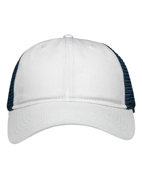 Sportsman Traditional Lo-Pro Mesh Back Trucker Fit Cap - Sportsman SP1450 Sportsman Chino White/ Navy Adjustable
