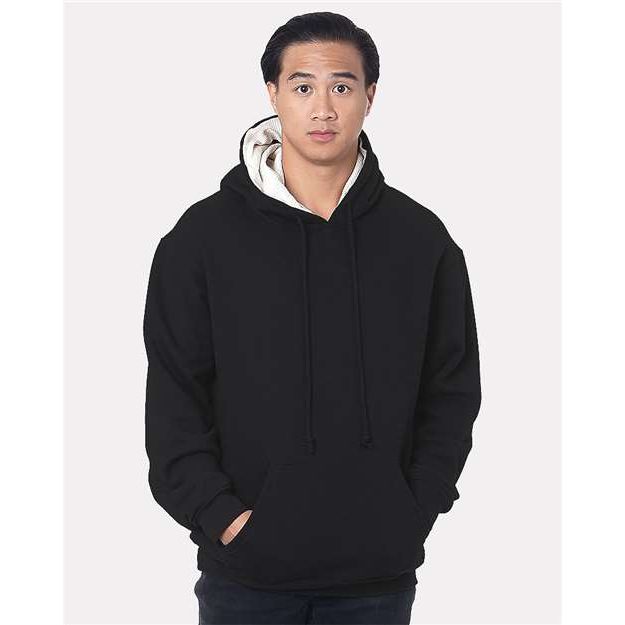 Bayside Unisex USA-Made Super Heavy Thermal Lined Hooded Sweatshirt - Bayside 930 Bayside Black/ Cream M