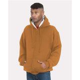 Bayside Unisex USA-Made Super Heavy Thermal Lined Full-Zip Hooded Sweatshirt - Bayside 940 Bayside Caramel Brown/ Cream M