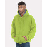 Bayside Unisex USA-Made Super Heavy Thermal Lined Full-Zip Hooded Sweatshirt - Bayside 940 Bayside Lime Green/ Dark Grey M