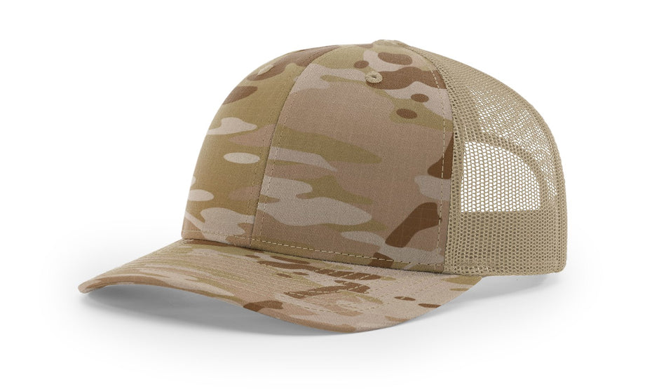 Richardson 112PT - Richardson Printed Tactical Trucker Hat Richardson Multicam Arid/Tan OSFM