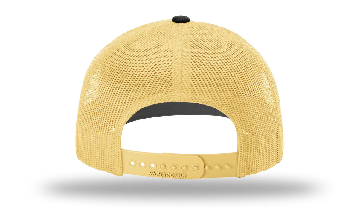 Richardson 112 Black / Vegas Gold back view