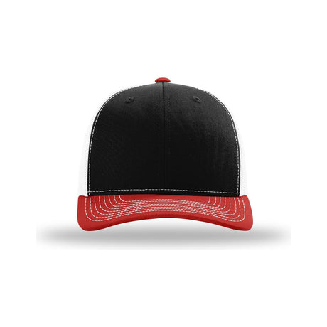 Richardson 112 Snapback Trucker Cap (Full Case/ Call For Bulk Purchase Details) Caps Richardson Black / White / Red OSFM