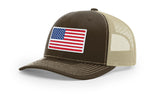 Joe's USA Flag Snapback Trucker Cap Caps Joe's USA Brown / Khaki OSFM