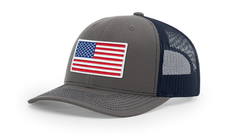 Joe's USA Flag Snapback Trucker Cap Caps Joe's USA Charcoal / Navy OSFM