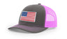Joe's USA Flag Snapback Trucker Cap Caps Joe's USA Charcoal / Neon Pink OSFM