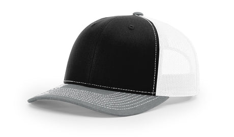 Richardson 112 Black / White / Heather Grey main front view