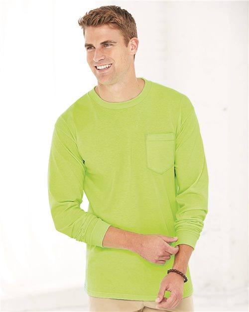 Bayside Union-Made Long Sleeve Pocket T-Shirt - Bayside 3055 Bayside