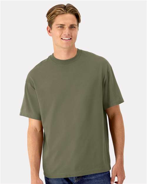 Hanes Beefy-T® Retro Street T-Shirt - Hanes 5180R Hanes Fatigue Green S