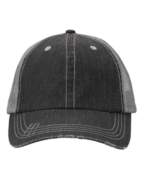 Valucap Contrast Stitch Cap - Valucap VC990 Valucap Black/ Grey Adjustable