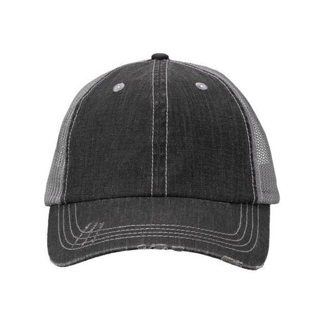 Valucap Contrast Stitch Cap - Valucap VC990 Valucap Black/ Grey Adjustable