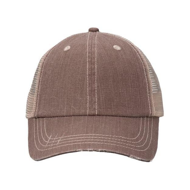 Valucap Contrast Stitch Cap - Valucap VC990 Valucap Brown/ Khaki Adjustable