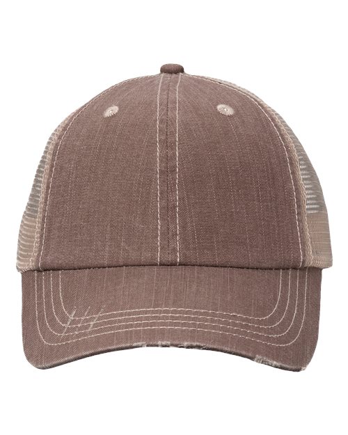 Valucap Contrast Stitch Cap - Valucap VC990 Valucap Brown/ Khaki Adjustable