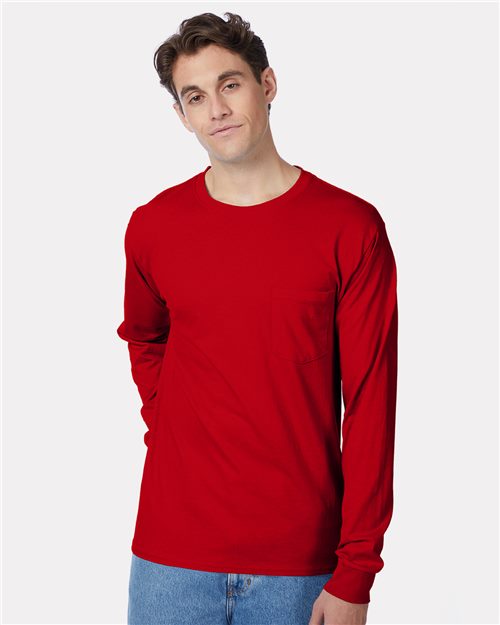 Hanes Authentic Long Sleeve Pocket T-Shirt - Hanes 5596