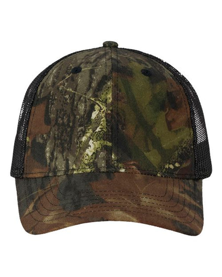 Valucap Licensed Camo Mesh Cap - Valucap VC150M Valucap Mossy Oak Breakup/ Black Mesh Adjustable