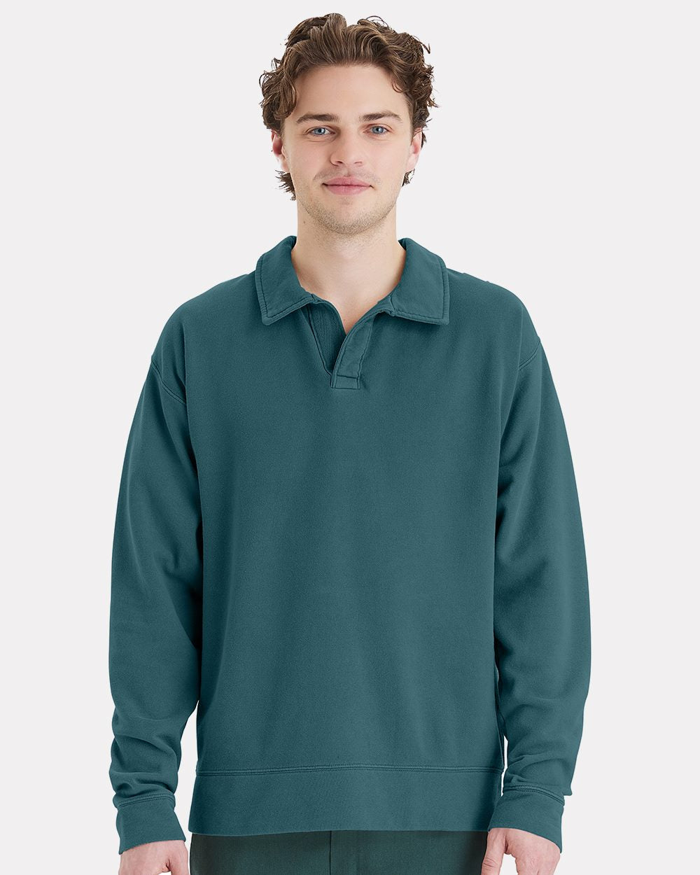 ComfortWash by Hanes Unisex Garment-Dyed Polo Collar Sweatshirt - ComfortWash by Hanes GDH490