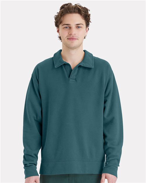 ComfortWash by Hanes Garment-Dyed Polo Collar Sweatshirt - ComfortWash by Hanes GDH490