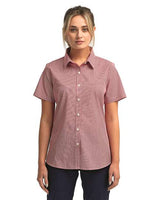 Artisan Collection by Reprime Women's Microcheck Gingham Short Sleeve Cotton Dress Shirt - Artisan Collection by Reprime RP321 Artisan Collection by Reprime Red/ White XS
