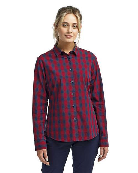 Artisan Collection by Reprime Women's Mulligan Check Long Sleeve Cotton Dress Shirt - Artisan Collection by Reprime RP350 Artisan Collection by Reprime Red/ Navy XS