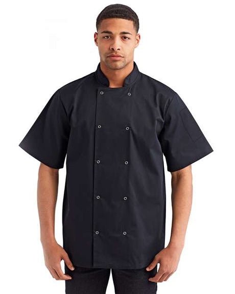 Artisan Collection by Reprime Ten Studded Front Chef Short Sleeve Coat - Artisan Collection by Reprime RP664 Artisan Collection by Reprime Black XS