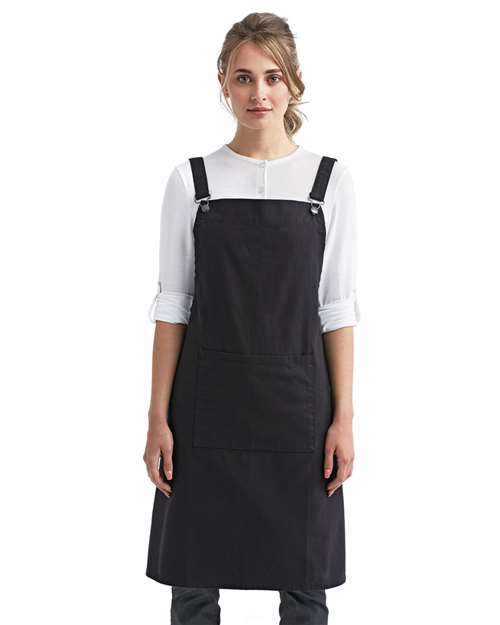 Artisan Collection by Reprime Cross Back Barista Apron with Pocket - Artisan Collection by Reprime RP129 Artisan Collection by Reprime Black One Size