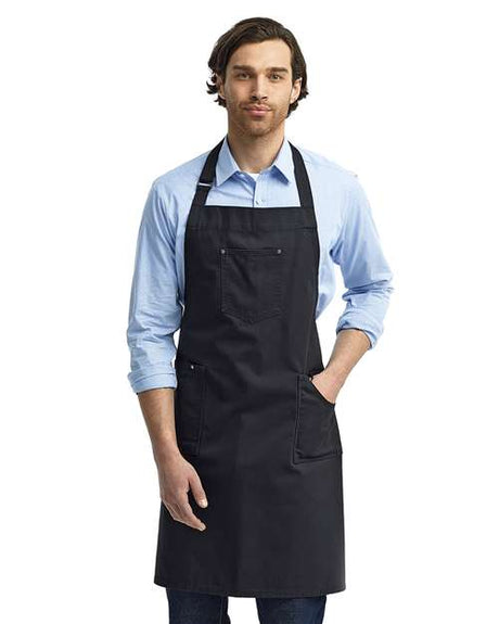 Artisan Collection by Reprime Cotton Chino Bib Apron with Pocket - Artisan Collection by Reprime RP132 Artisan Collection by Reprime Black One Size