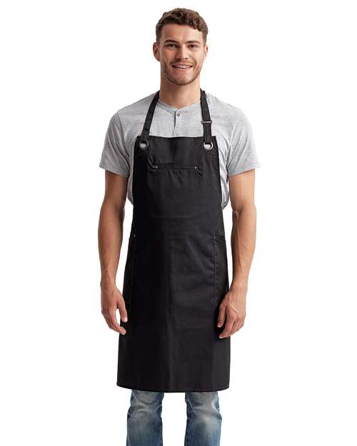 Artisan Collection by Reprime Barley Recycled Bib Apron with Pocket - Artisan Collection by Reprime RP121 Artisan Collection by Reprime Black/ Charcoal One Size