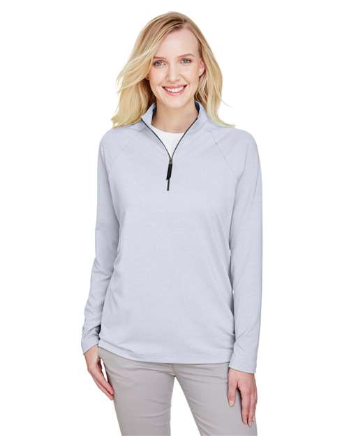 Joe's USA Women's CrownLux Performance® Clubhouse Micro-Stripe Quarter-Zip Pullover
