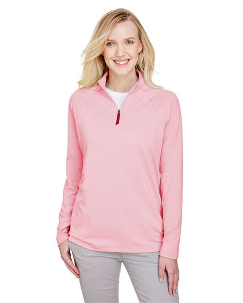 Joe's USA Women's CrownLux Performance® Clubhouse Micro-Stripe Quarter-Zip Pullover