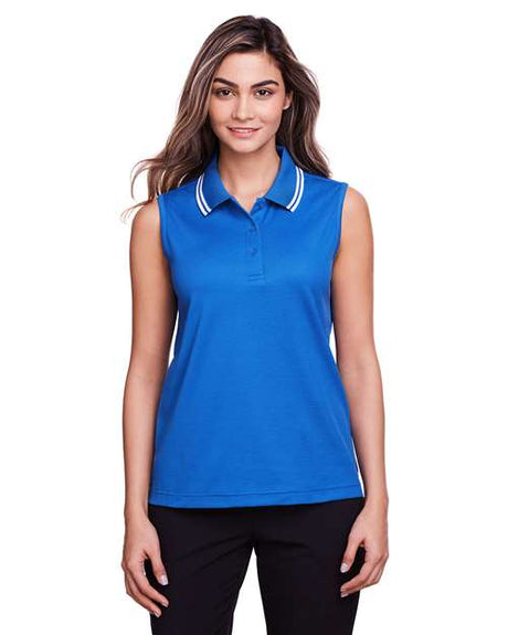 Joe's USA Women's CrownLux Performance® Plaited Tipped Sleeveless Polo