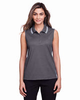 Joe's USA Women's CrownLux Performance® Plaited Tipped Sleeveless Polo