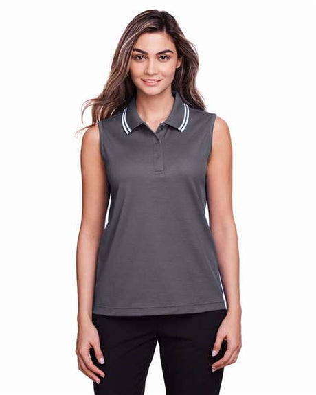 Joe's USA Women's CrownLux Performance® Plaited Tipped Sleeveless Polo