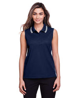 Joe's USA Women's CrownLux Performance® Plaited Tipped Sleeveless Polo