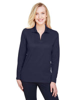 Joe's USA Women's CrownLux Performance® Plaited Long Sleeve Polo