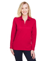 Joe's USA Women's CrownLux Performance® Plaited Long Sleeve Polo
