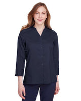 Joe's USA Women's Crown Collection® Stretch Broadcloth Three-Quarter Sleeve Blouse