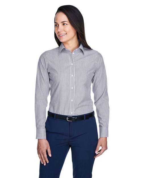 Joe's USA Women's Crown Collection® Banker Stripe Woven Dress Shirt