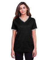 Joe's USA Women's CrownLux Performance® Plaited Tipped V-Neck Shirt