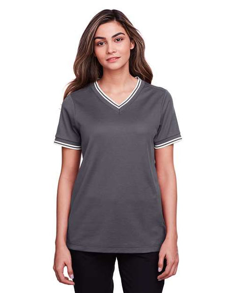 Joe's USA Women's CrownLux Performance® Plaited Tipped V-Neck Shirt