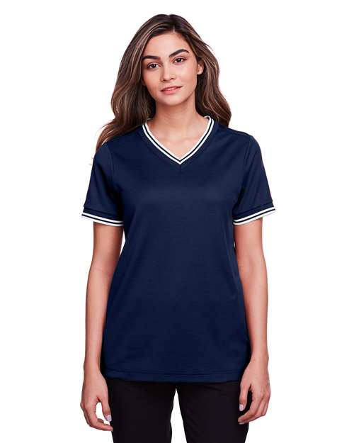 Joe's USA Women's CrownLux Performance® Plaited Tipped V-Neck Shirt