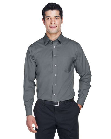 Joe's USA Men's Tall Crown Collection® Solid Stretch Twill Woven Dress Shirt