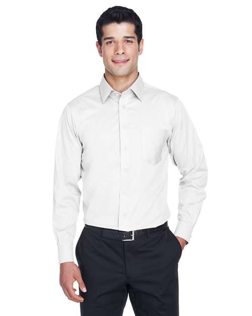 Joe's USA Men's Tall Crown Collection® Solid Stretch Twill Woven Dress Shirt